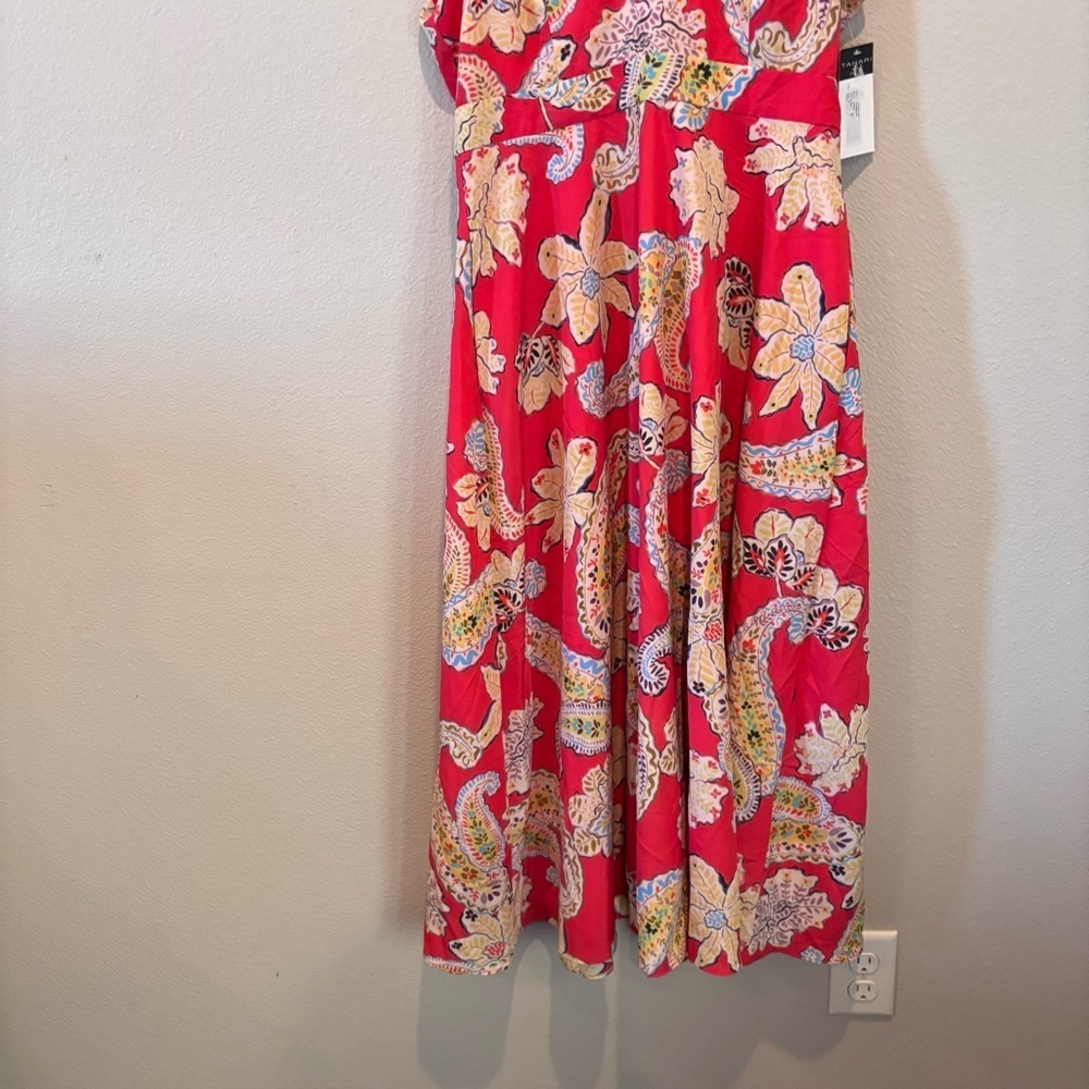 NWT Tahari ASL Printed Floral Tie Back Midi Dress In Grenadine Paisley, size 6P - Picture 8 of 12